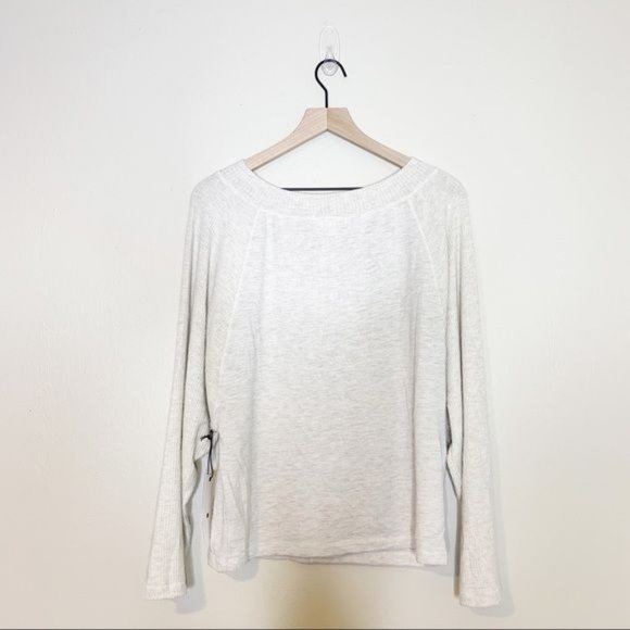 NWT Treasure & Bond Oatmeal Ribbed Long Raglan Sleeve Boat Neck Top Small - Picture 4 of 12